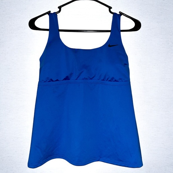 Nike Women's Essential Scoop Neck Tankini Swim Top in Blue Sz-M - Picture 2 of 7